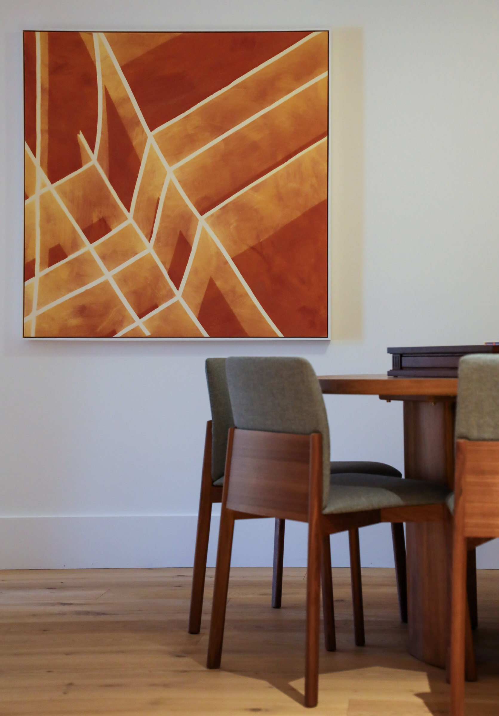 Moonlight Basin Residence — lower-level circulation with vertical painting